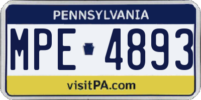 PA license plate MPE4893