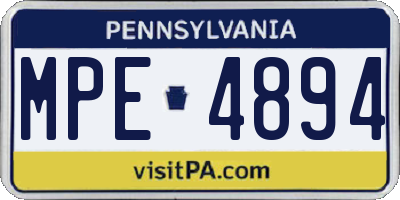 PA license plate MPE4894