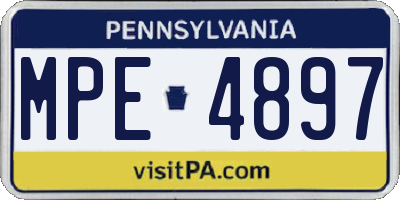 PA license plate MPE4897