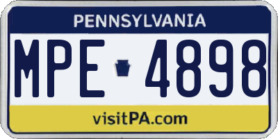 PA license plate MPE4898