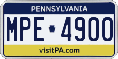 PA license plate MPE4900