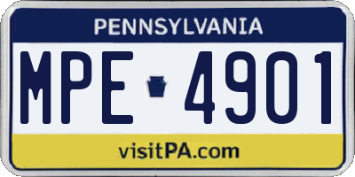 PA license plate MPE4901