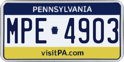 PA license plate MPE4903