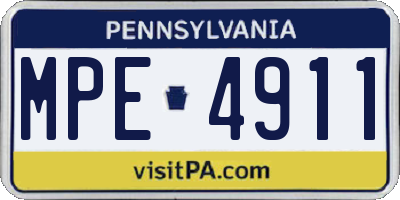 PA license plate MPE4911