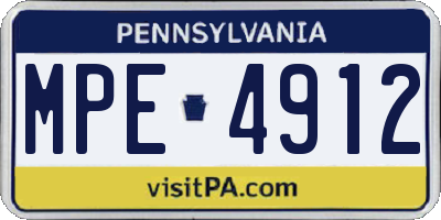 PA license plate MPE4912