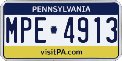 PA license plate MPE4913