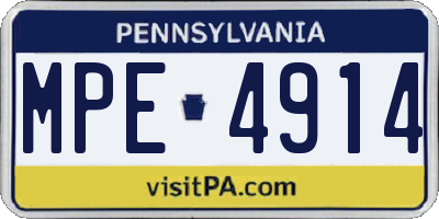 PA license plate MPE4914