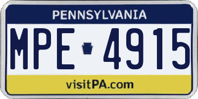 PA license plate MPE4915