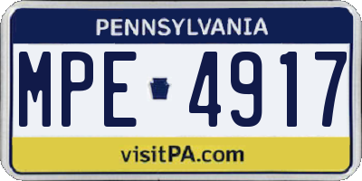 PA license plate MPE4917