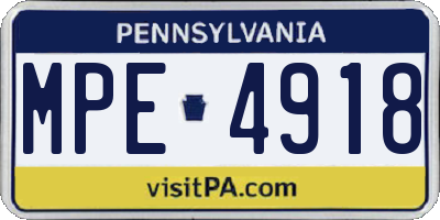 PA license plate MPE4918