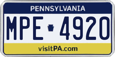 PA license plate MPE4920