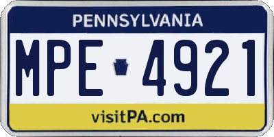 PA license plate MPE4921