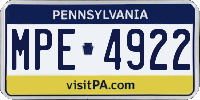 PA license plate MPE4922