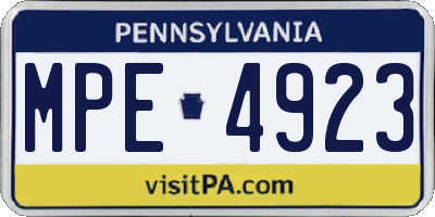 PA license plate MPE4923