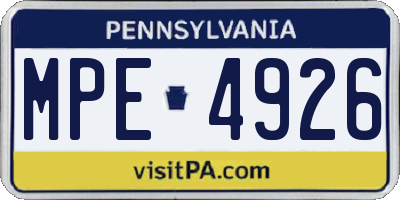 PA license plate MPE4926