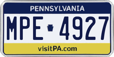 PA license plate MPE4927