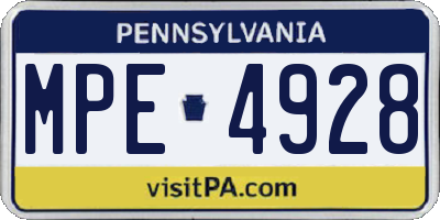 PA license plate MPE4928