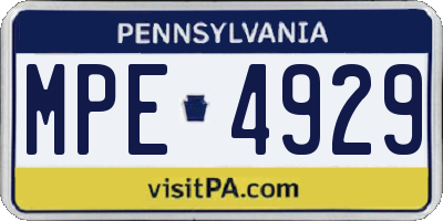 PA license plate MPE4929