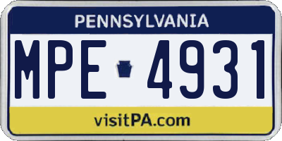 PA license plate MPE4931