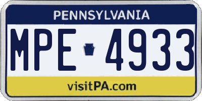 PA license plate MPE4933