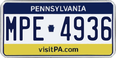 PA license plate MPE4936