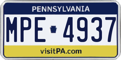 PA license plate MPE4937