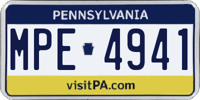 PA license plate MPE4941
