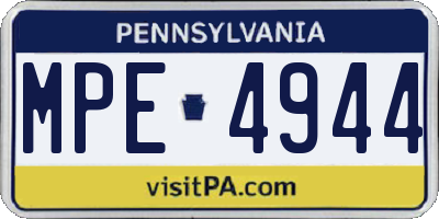 PA license plate MPE4944