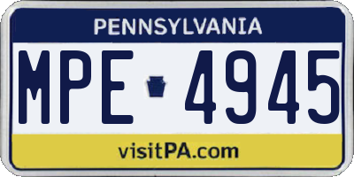 PA license plate MPE4945