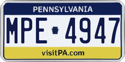 PA license plate MPE4947
