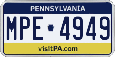PA license plate MPE4949