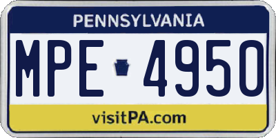 PA license plate MPE4950