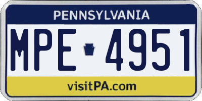 PA license plate MPE4951
