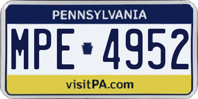 PA license plate MPE4952
