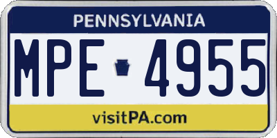 PA license plate MPE4955