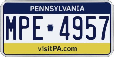 PA license plate MPE4957