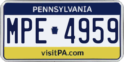 PA license plate MPE4959