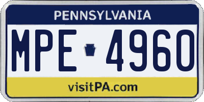PA license plate MPE4960