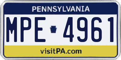 PA license plate MPE4961