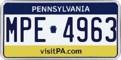 PA license plate MPE4963