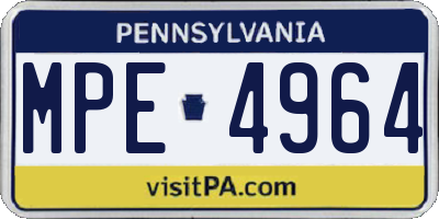 PA license plate MPE4964