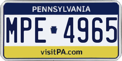 PA license plate MPE4965
