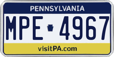 PA license plate MPE4967