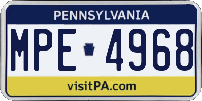 PA license plate MPE4968