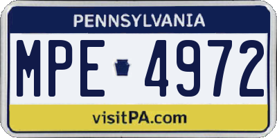 PA license plate MPE4972