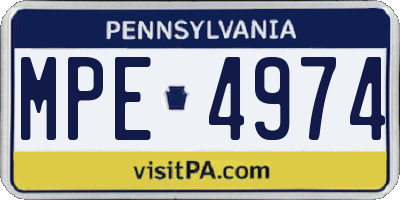 PA license plate MPE4974