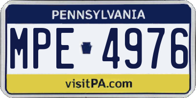 PA license plate MPE4976