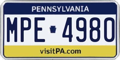 PA license plate MPE4980