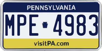 PA license plate MPE4983