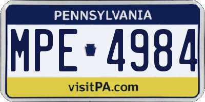 PA license plate MPE4984
